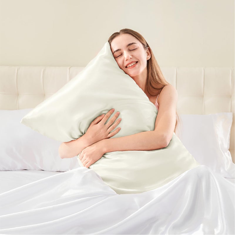 BEDELITE Satin Body Pillow Cover, Super Soft and Cooling Body Pillow Pillowcase for Hair and Skin, Breathable Silky Full Long Pillowcase Cover(20"x54", Ivory) - Image 2